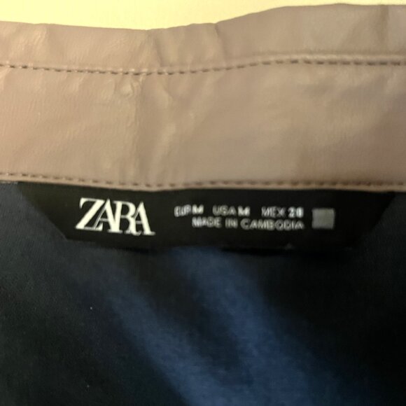 Zara Faux Leather Snap Front Jacket Blouse Top Lavender EUC Size Medium - Picture 5 of 5